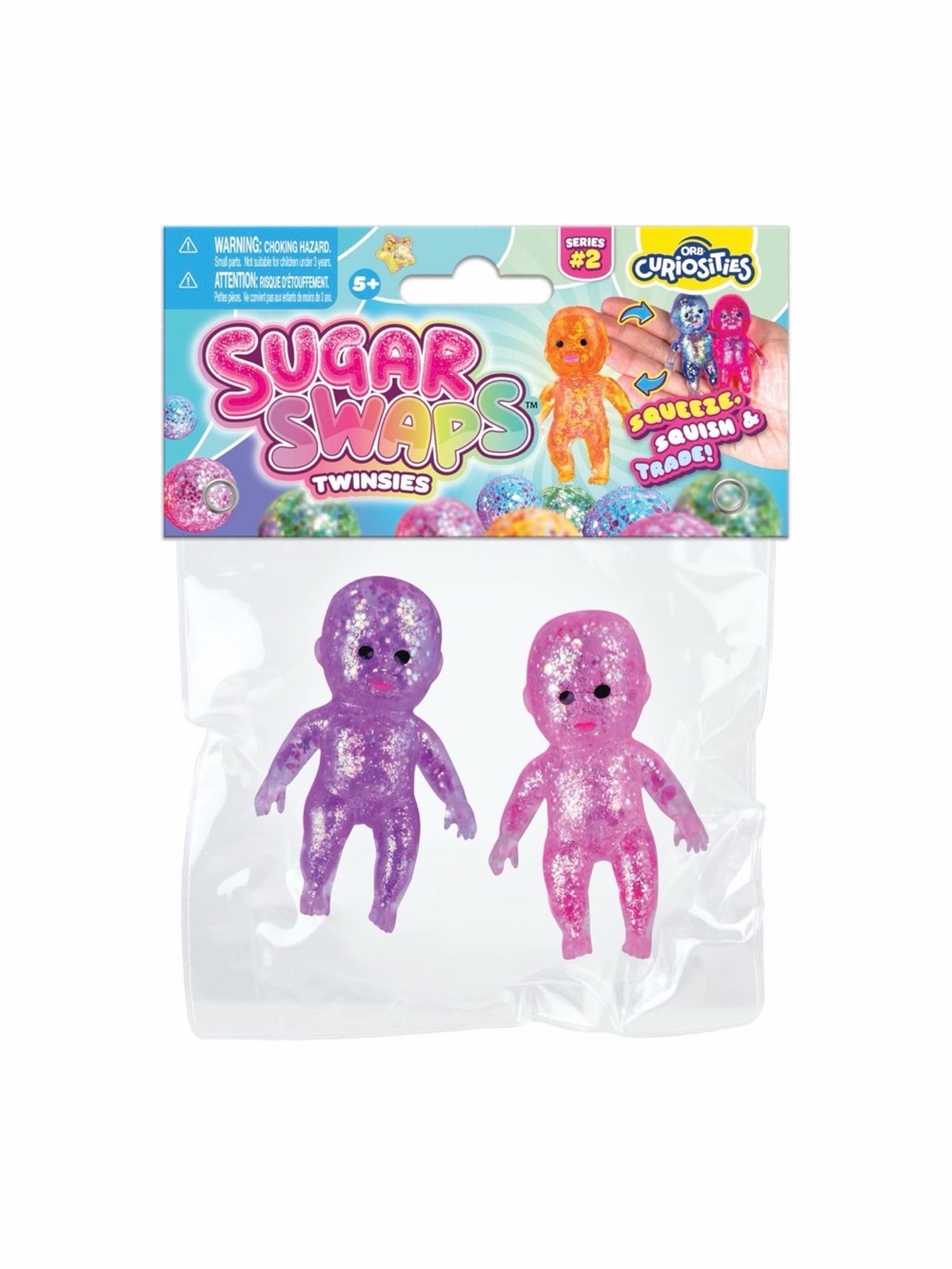 ORB Curiosities Sugar Swaps Twinsies Babies Purple & Pink Sparkly Squishy